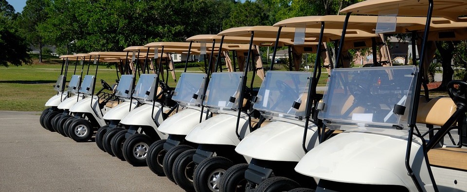 Golf Cart lining up in Arizona | Breast Cancer Car Donations