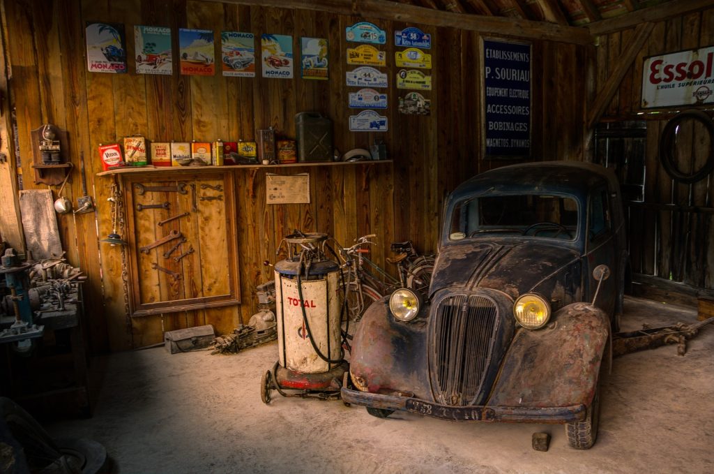 Old Vehicle Sitting Inside the Garage | Breast Cancer Car Donations