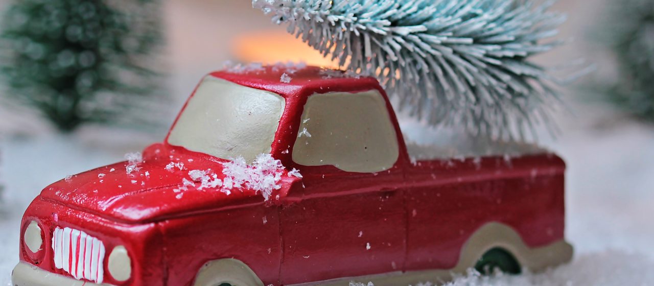 Fir Tree on a Car Holiday Decoration | Breast Cancer Car Donations