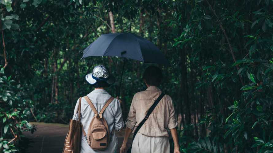 Two People Sharing an Umbrella | Breast Cancer Car Donations