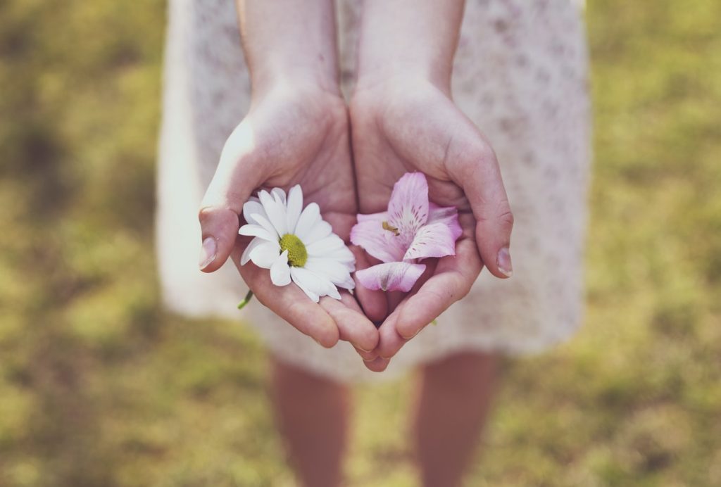 Giving Out White and Pink Flowers | Breast Cancer Car Donations