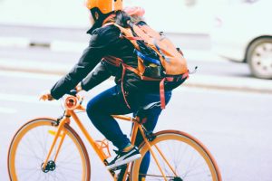 Riding a Bike with Helmet On