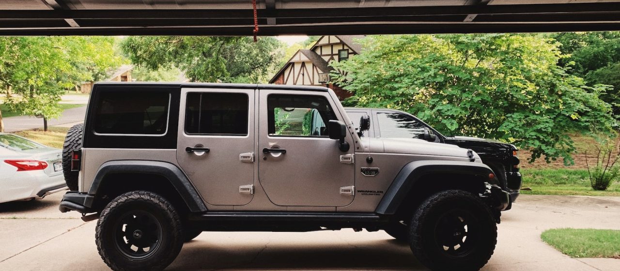 Parked Gray Jeep Wrangler | Breast Cancer Car Donations