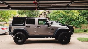 Parked Gray Jeep Wrangler | Breast Cancer Car Donations