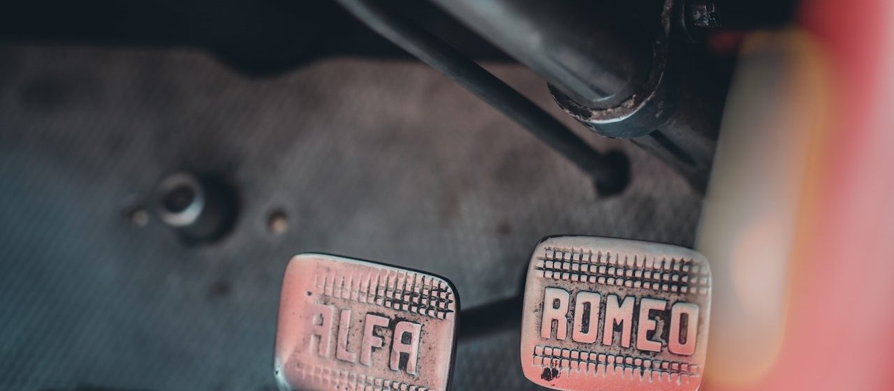 Text on Alfa Romeo Pedals | Breast Cancer Car Donations