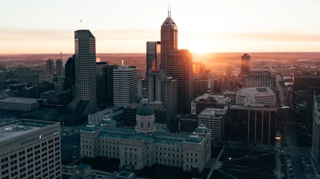 A city with tall buildings