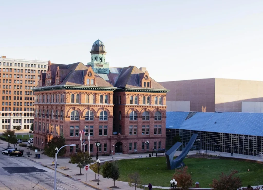 A large building with a clock tower on top of it