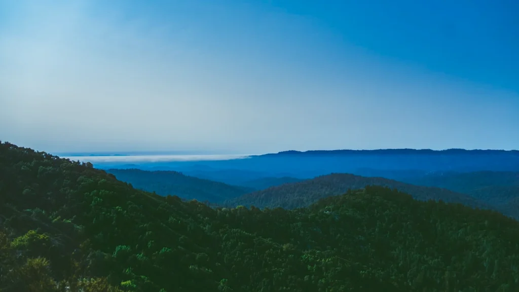 A view of the mountains from a high point of view