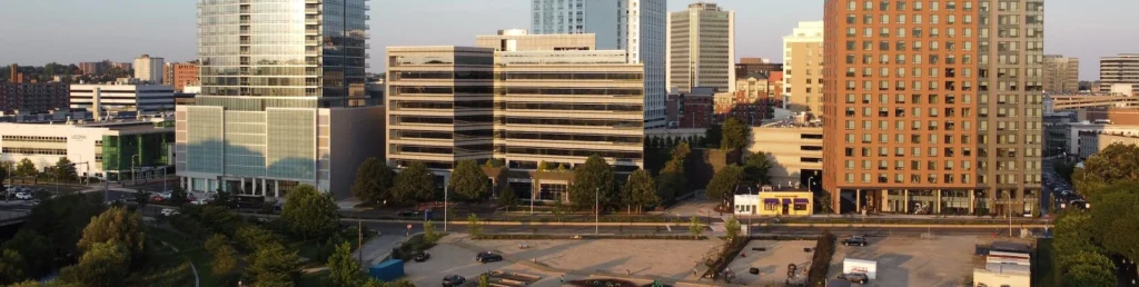 High rise buildings near green trees during daytime