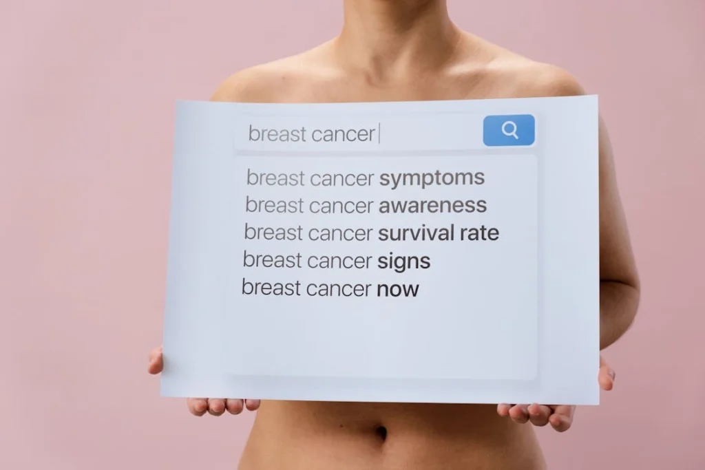 Breast cancer awareness and information search concept